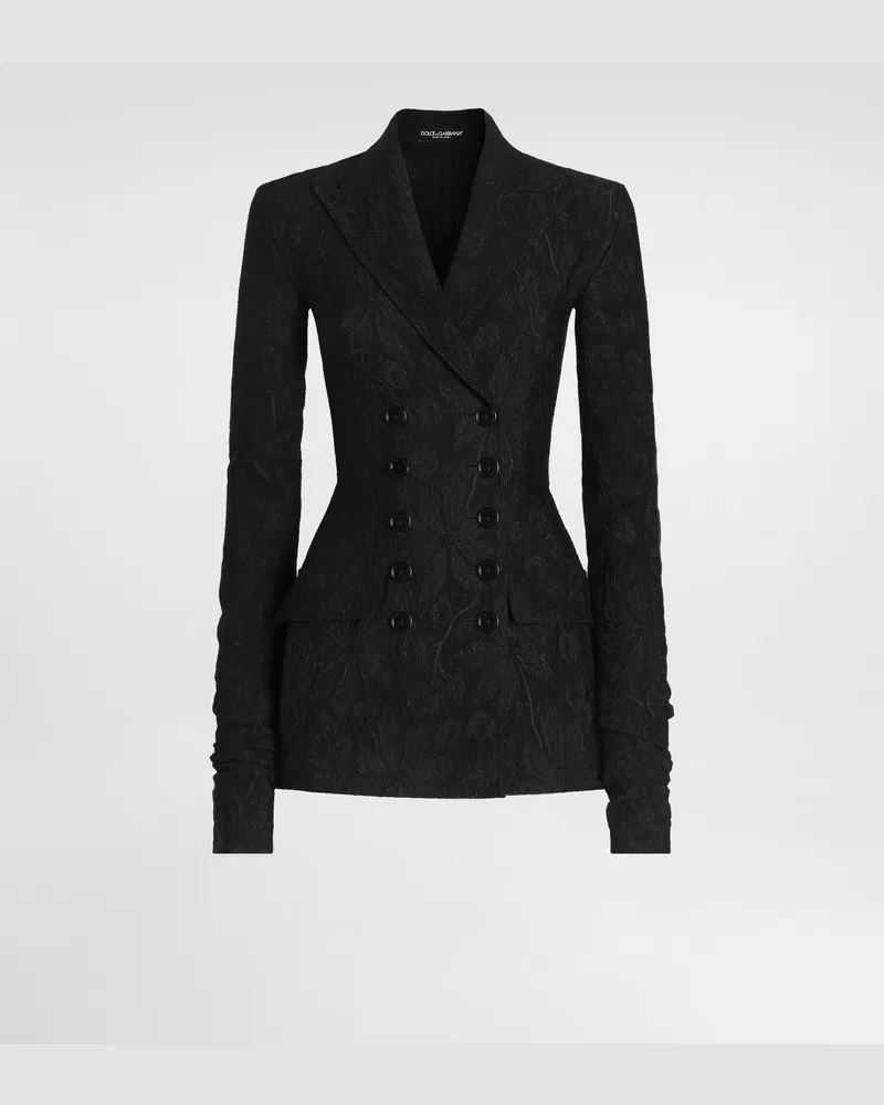 Dolce & Gabbana Jacke Aus Brokat - Frau Blazer Schwarz Schwarz