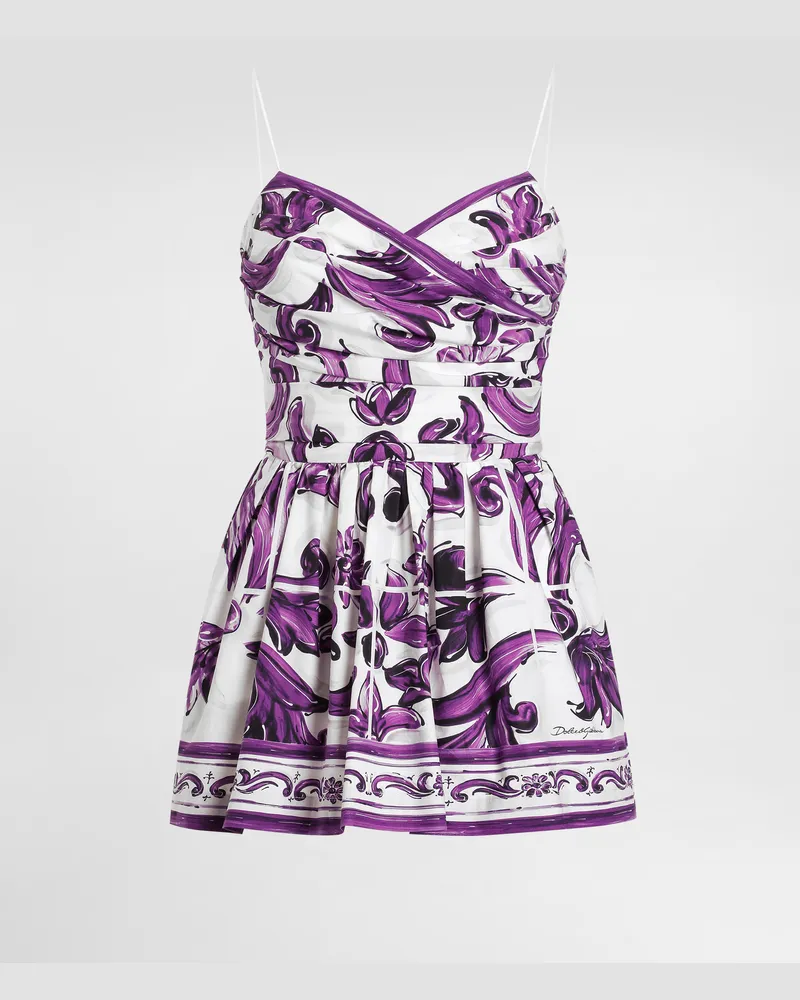 Dolce & Gabbana Majolica-print Poplin Dress - Frau Kleider Multicolor Multicolor