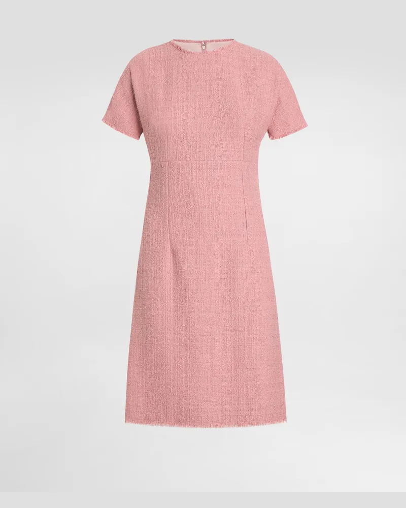 Dolce & Gabbana Midikleid Aus Raschel-tweed Mit Dg-logo - Frau Kleider Rosa Rosa