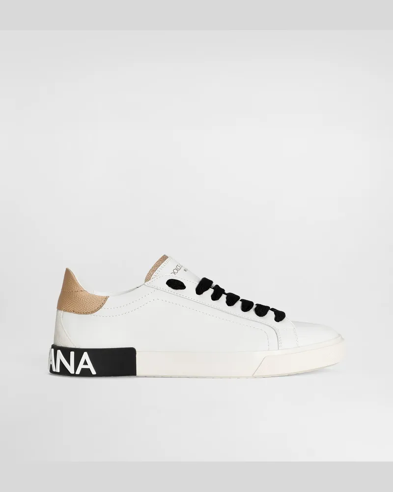 Dolce & Gabbana Sneaker Portofino Vintage Aus Kalbsleder - Frau Sneakers Wei� Leder Weiss