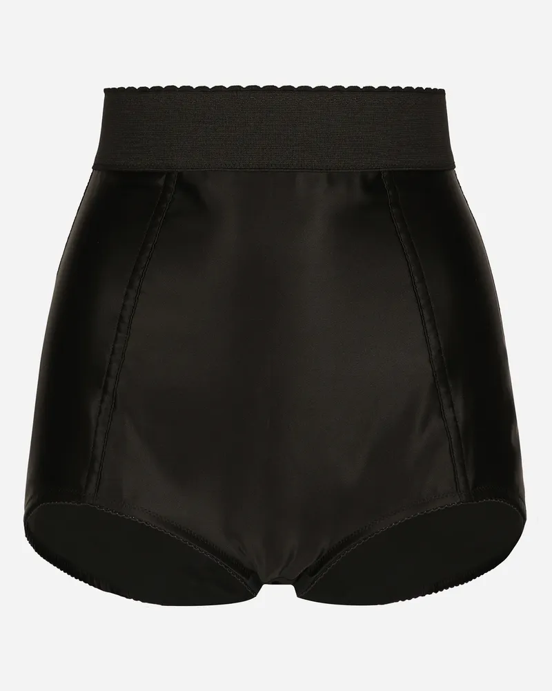 Dolce & Gabbana Kurze Hose Aus Seidensatin Und Elastischem Marquisette - Frau Schwarz Schwarz