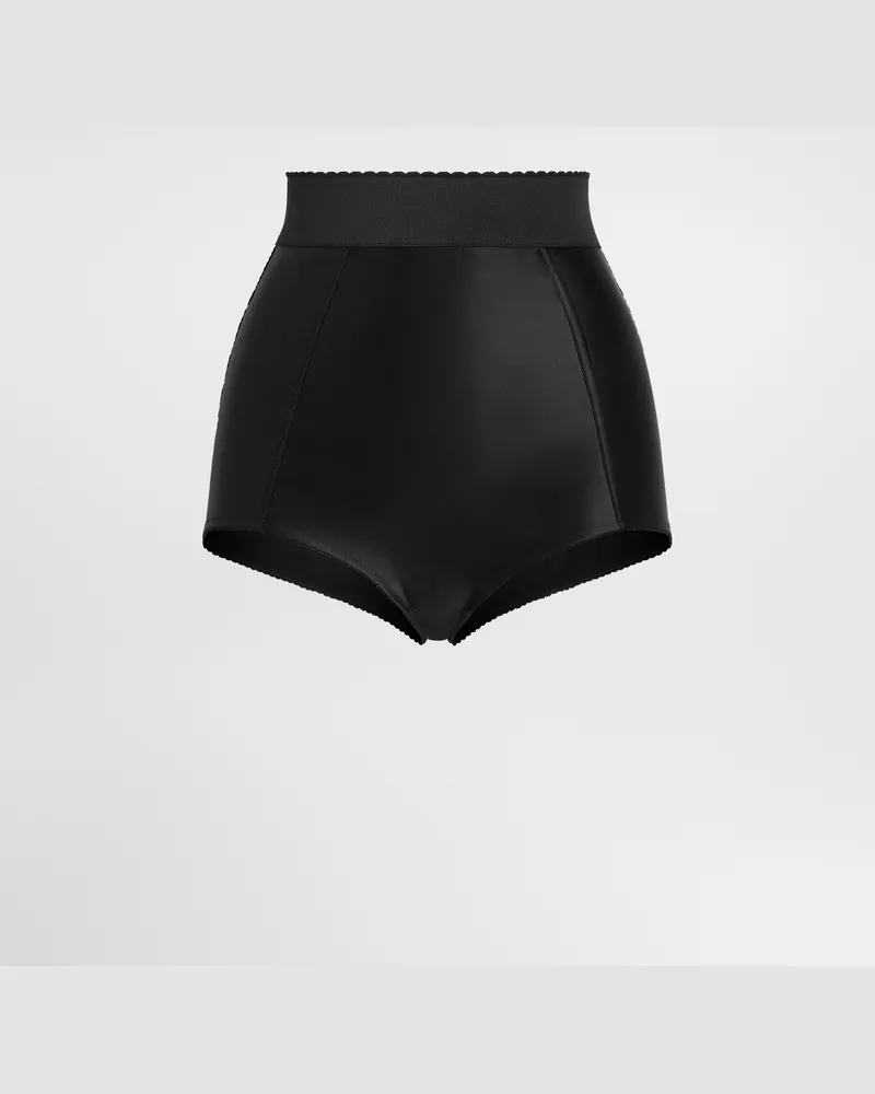 Dolce & Gabbana Kurze Hose Aus Seidensatin Und Elastischem Marquisette - Frau Schwarz Schwarz