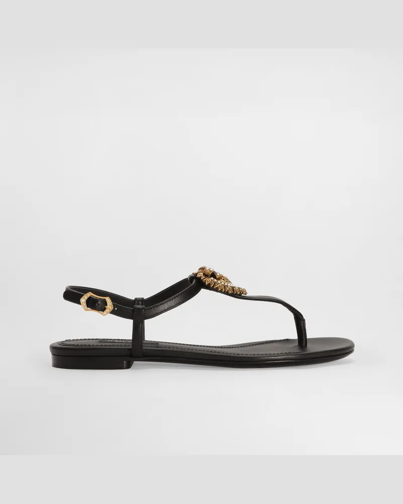 Dolce & Gabbana Flip-flops Devotion Aus Nappa - Frau Flat Schwarz Leder Schwarz
