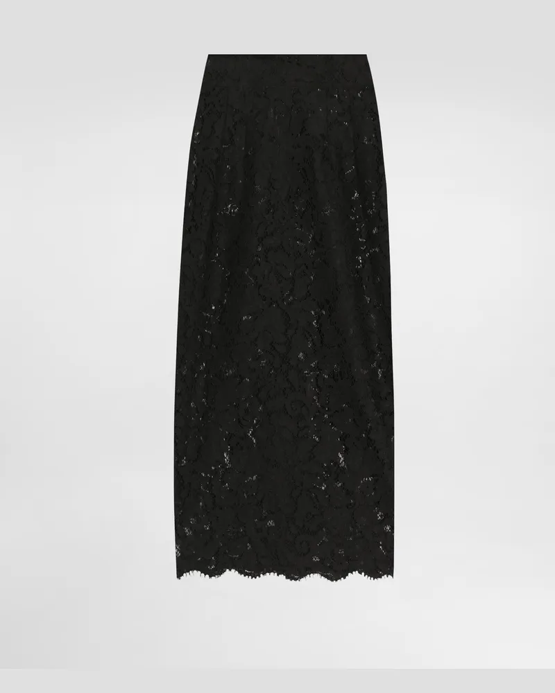 Dolce & Gabbana Cordonetto Lace Midi Skirt - Frau Röcke Schwarz Black