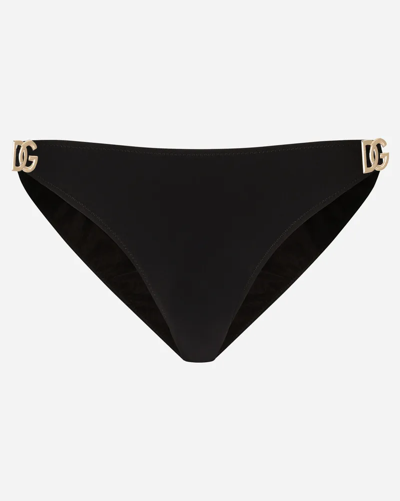 Dolce & Gabbana Bikini Bottoms With Dg Logo - Frau Bademode Schwarz Jersey Schwarz