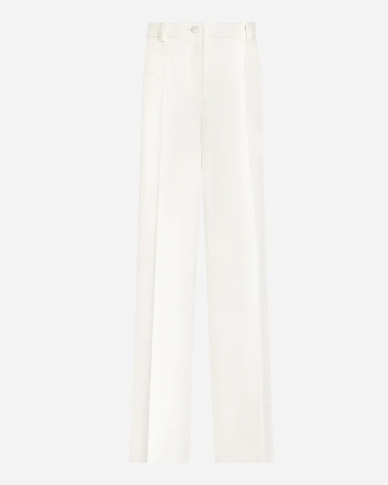 Dolce & Gabbana Ausgestellte Hose Aus Double-krepp - Frau Hosen Und Shorts Wei� Seide Weiss