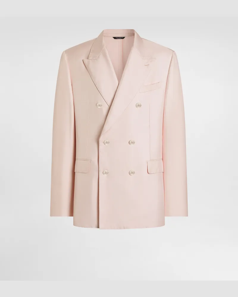 Dolce & Gabbana Jacke Sicilia Light Aus Seidentwill Mit Zweireihiger Knopfleiste - Mann Anzüge Und Blazer Rosa Rosa