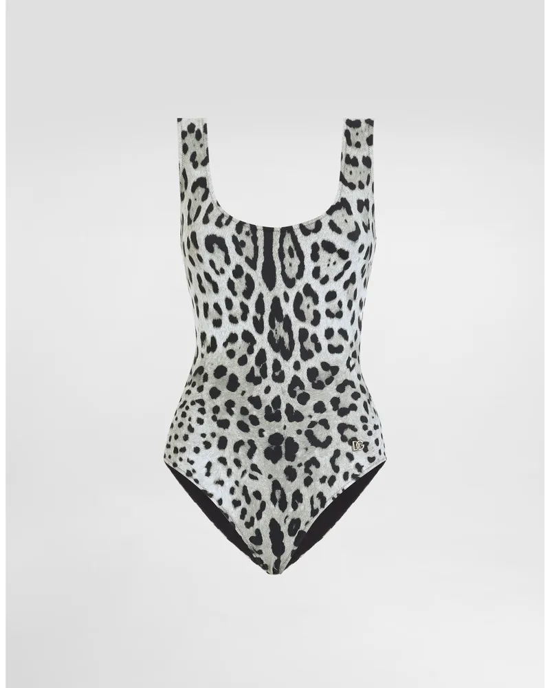 Dolce & Gabbana Sportbadeanzug Leoprint - Frau Bademode Drucken Jersey Drucken