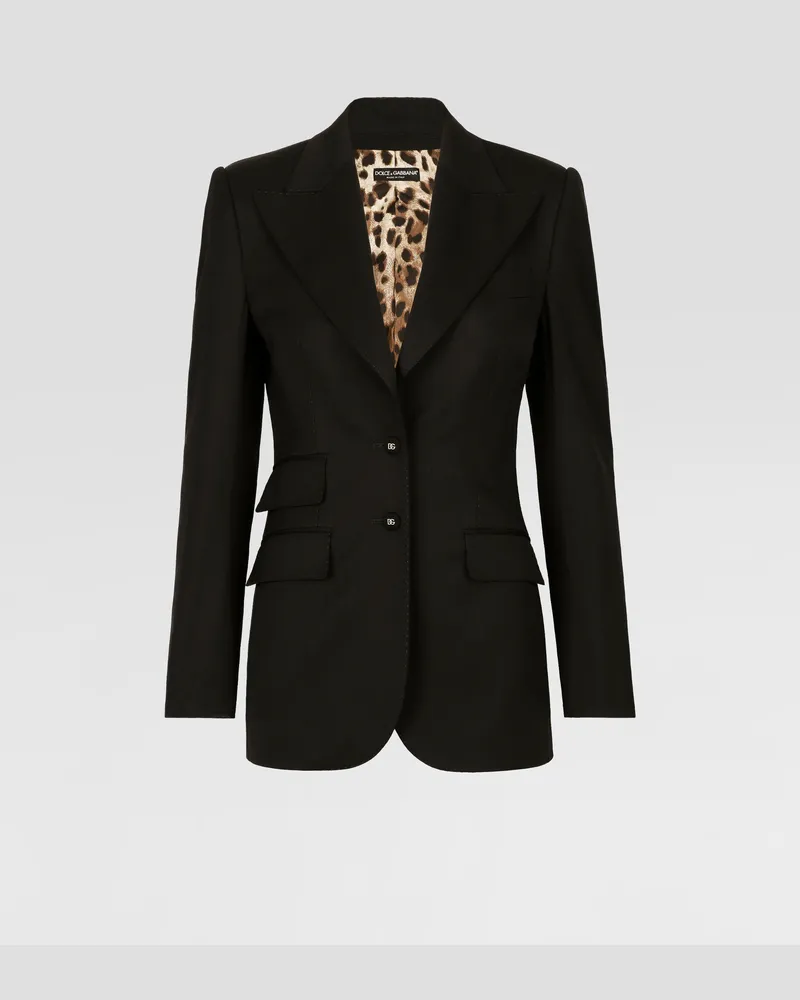 Dolce & Gabbana Turlington-jacke Aus Gabardine Mit Steppnähten - Frau Blazer Schwarz Schwarz