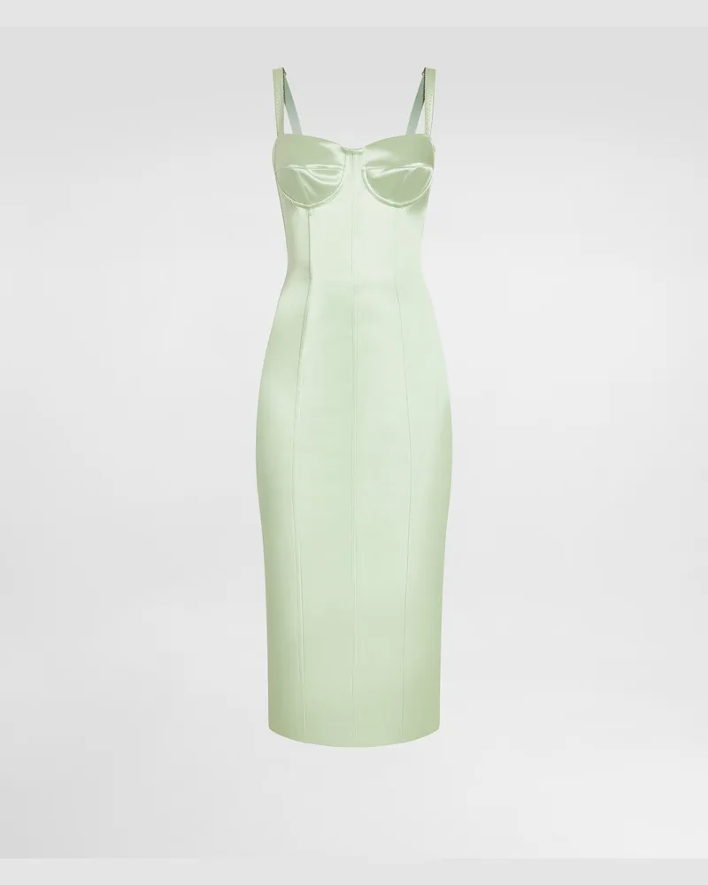 Dolce & Gabbana Stretch Satin Dress - Frau Kleider Green Satin Green