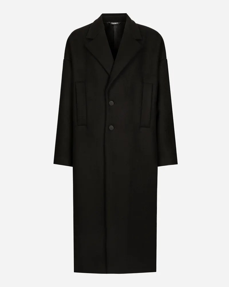 Dolce & Gabbana Einreihiger Oversize-mantel Aus Wolle - Mann Mäntel Und Jacken Schwarz Schwarz