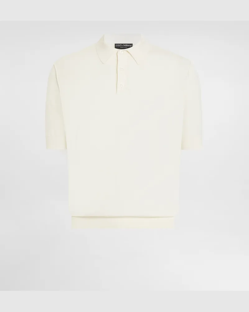 Dolce & Gabbana Poloshirt Aus Kaschmir Im Glattstrick - Mann Strickwaren Wei Weiss