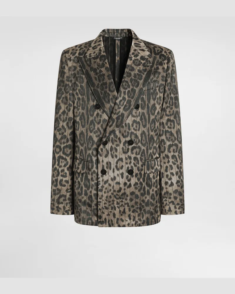 Dolce & Gabbana Leopard-print Jacquard Double-breasted Jacket - Mann Anzüge Und Blazer Animalprint Drucken