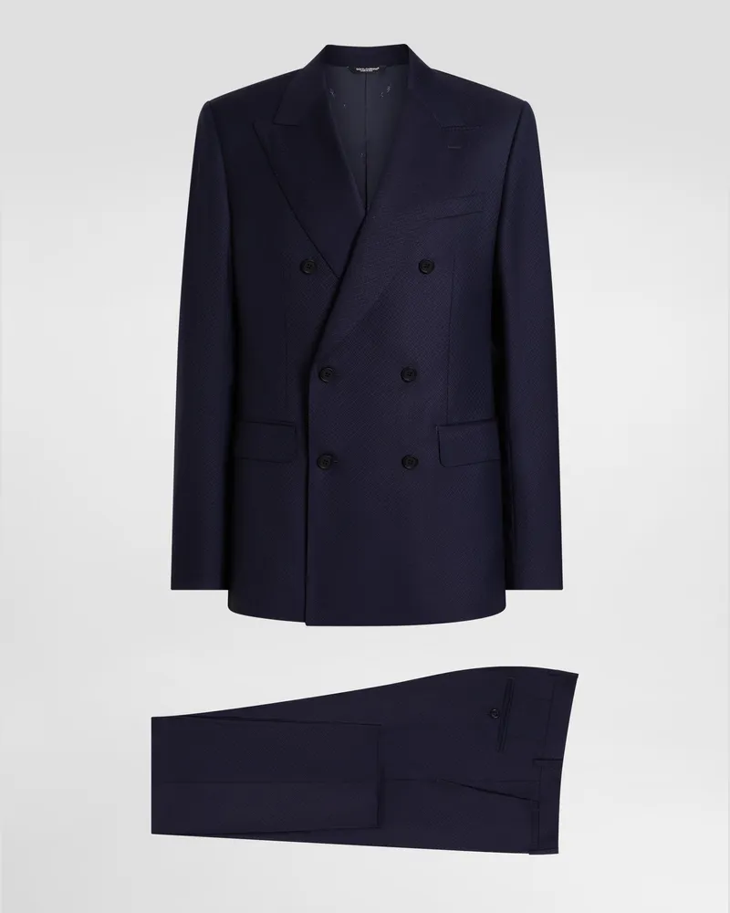 Dolce & Gabbana Double-breasted Micro-patterned Wool Suit - Mann Anzüge Und Blazer Multicolor Multicolor