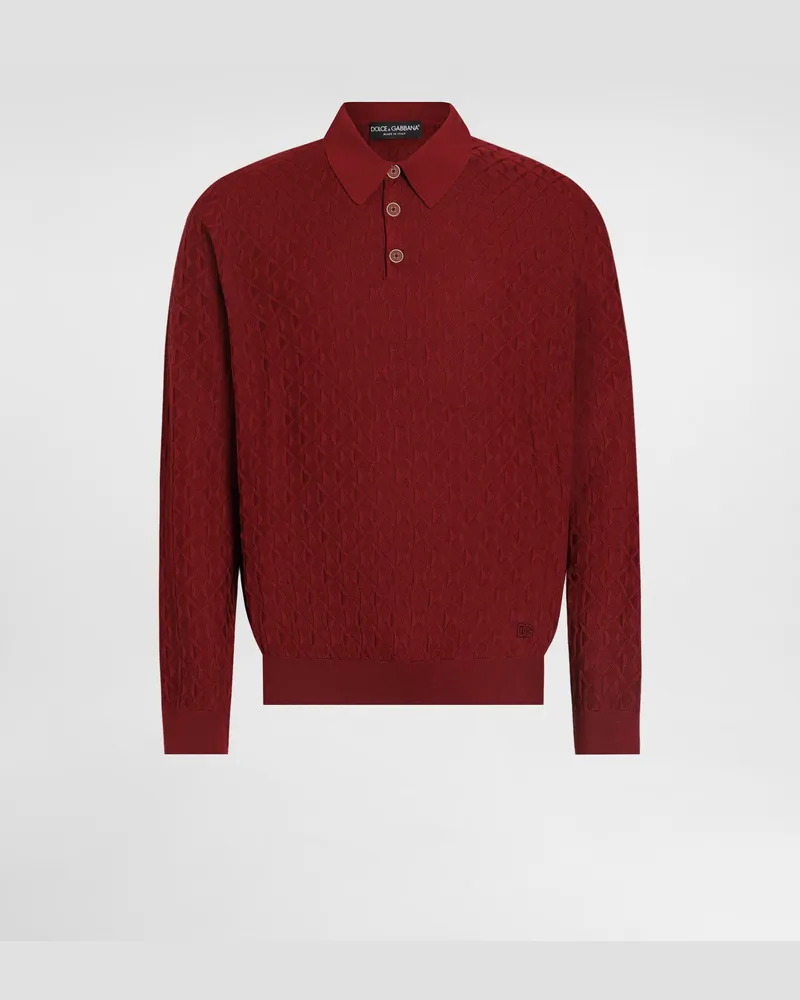 Dolce & Gabbana Micro-dot Stitch Polo Shirt - Mann Strickwaren Bordeaux Bordeaux