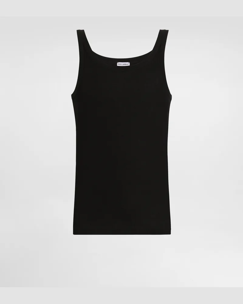 Dolce & Gabbana Tanktop Gerippte Baumwolle - Mann Schwarz Baumwolle Schwarz