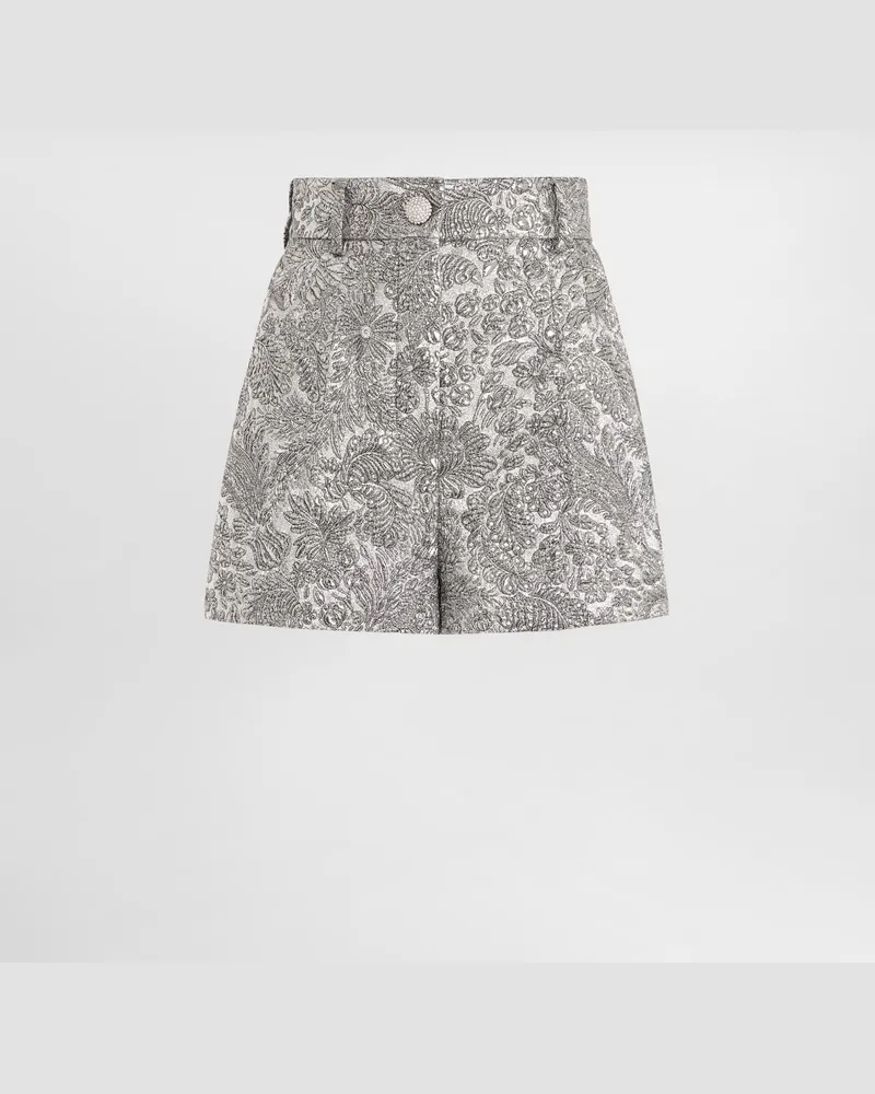Dolce & Gabbana Lamé Floral Jacquard Bermuda - Frau Collection Silber Silver