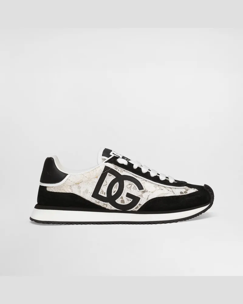 Dolce & Gabbana Sneaker Dg Cushion Aus Kalbsleder Und Textil - Frau Sneakers Schwarz Mehrfarbig