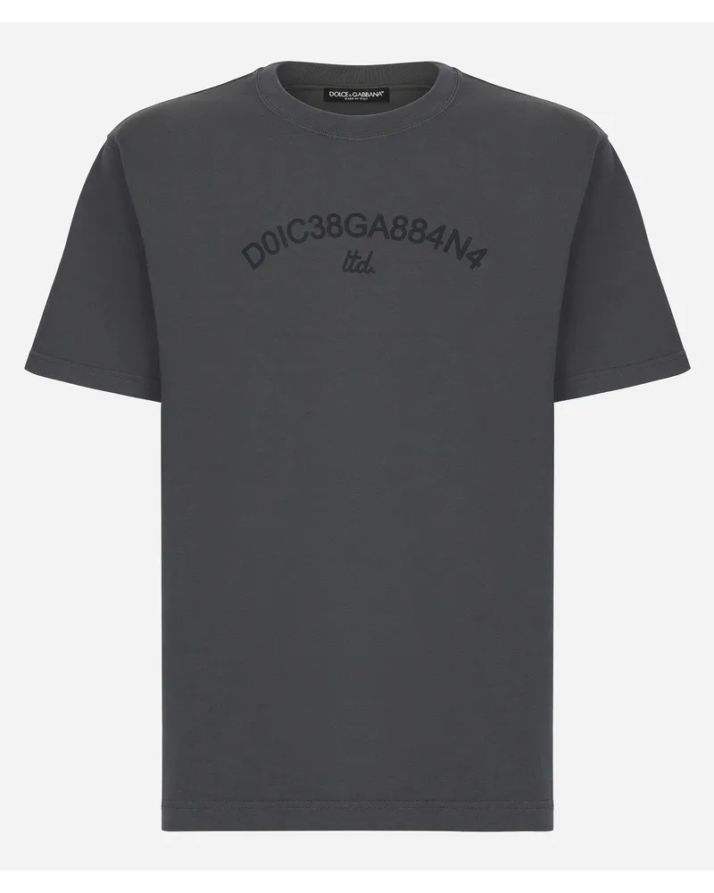 Dolce & Gabbana T-Shirt aus Baumwolle mit Dolce&Gabbana-Logo Grey