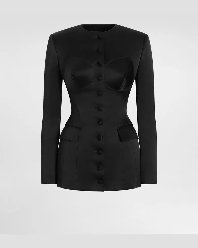 Dolce & Gabbana Einreihige Jacke Aus Duchesse Mit Kegelförmigen Körbchen - Frau Blazer Schwarz Schwarz