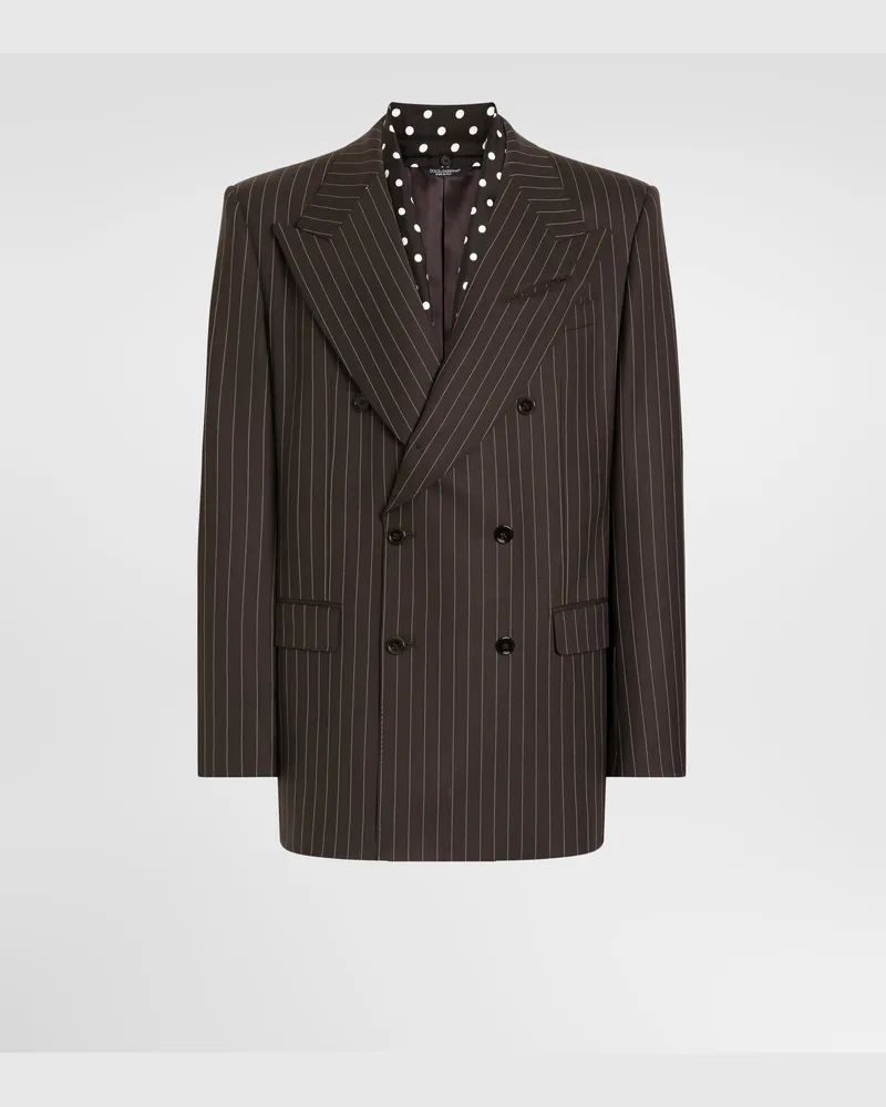 Dolce & Gabbana Jacke Aus Wolle Mit Nadelstreifen, Doppelreihig - Mann Anzüge Und Blazer Mehrfarbig Wolle Mehrfarbig