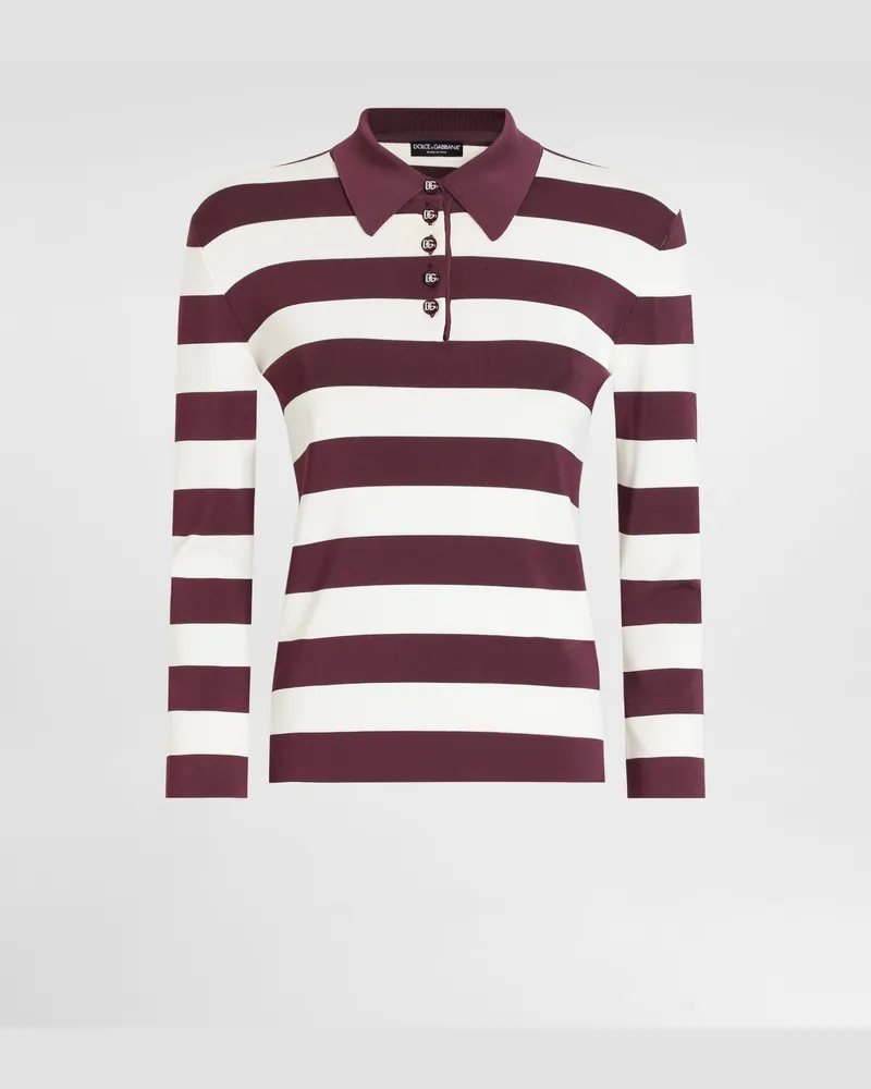 Dolce & Gabbana Gestreiftes Poloshirt Aus Viskose - Frau Strickwaren Mehrfarbig Mehrfarbig