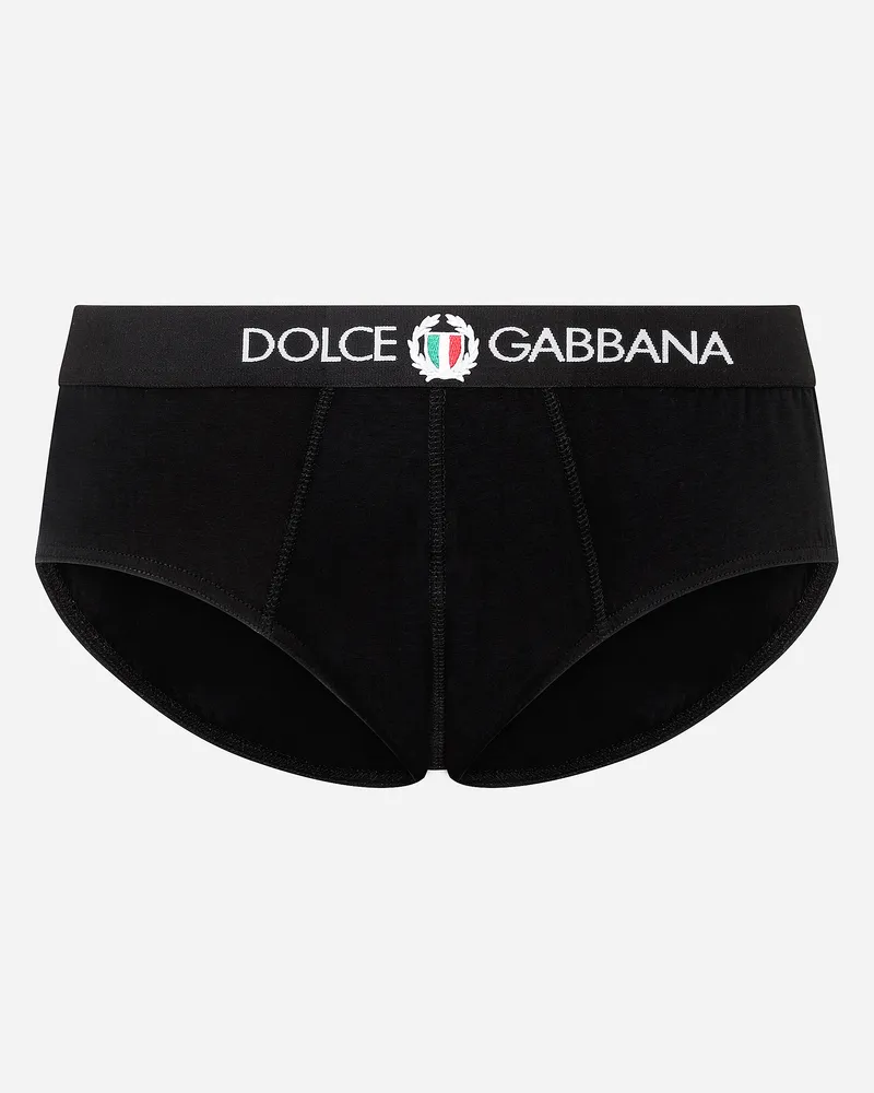 Dolce & Gabbana Midi-slip Aus Baumwoll-stretch. - Mann Unterwäsche Und Loungewear Schwarz Schwarz