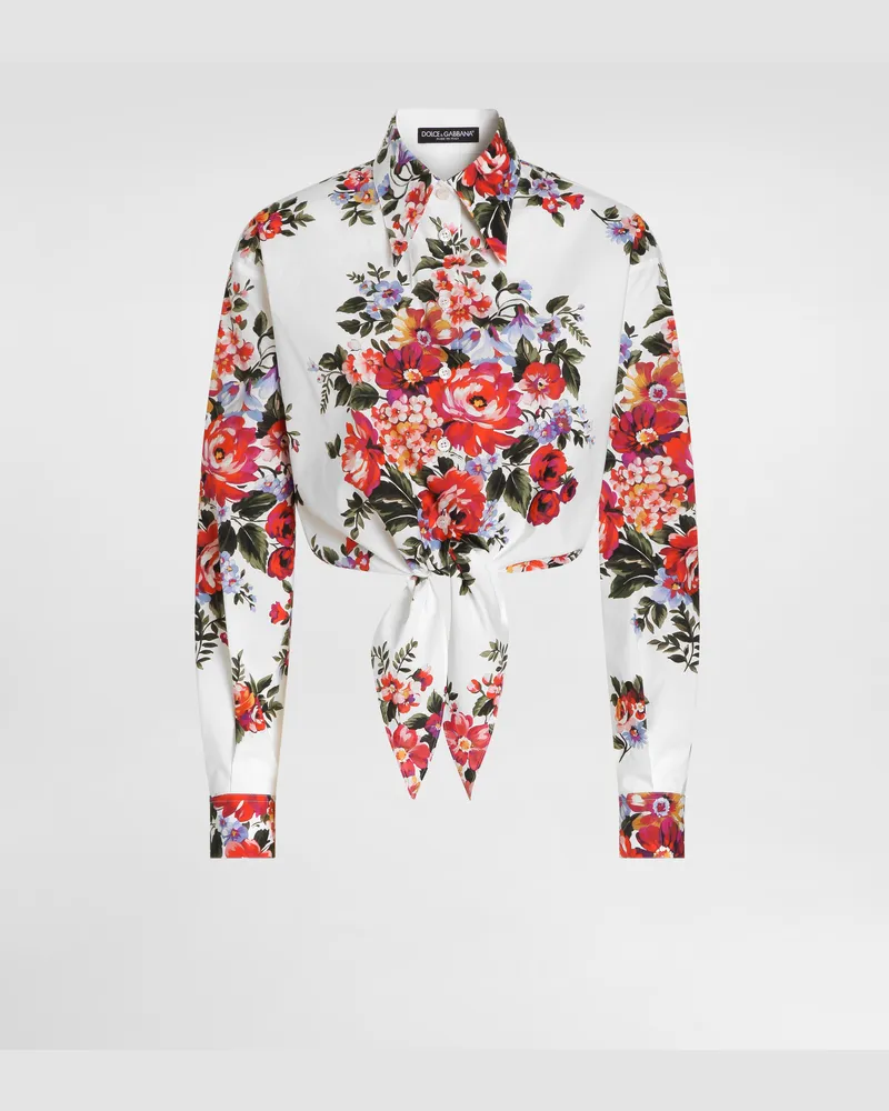 Dolce & Gabbana Flower Bouquet-print Cotton Shirt - Frau Blusen Und Tops Mehrfarbig Mehrfarbig