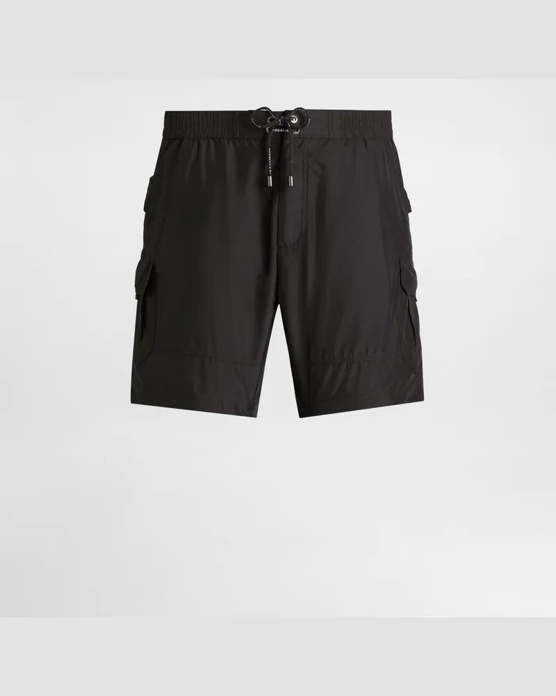 Dolce & Gabbana Mittellange Badeshorts Mit Plakette - Mann Beachwear Schwarz Schwarz
