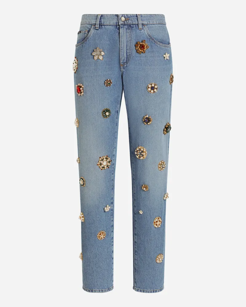 Dolce & Gabbana Jeans Classic Aus Baumwolle Mit Plakette Und Schmuckdetails - Mann Jeans Mehrfarbig Mehrfarbig