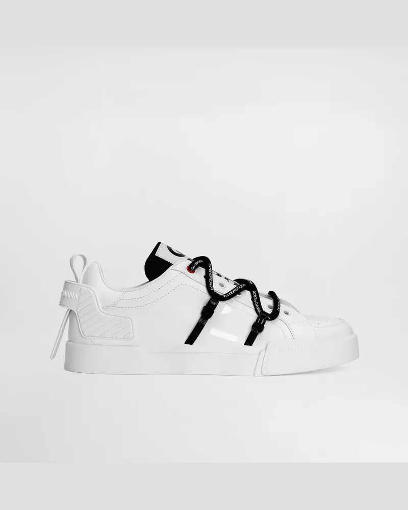 Dolce & Gabbana Sneaker Portofino Aus Kalbsleder Und Lackleder - Mann Sneakers Schwarz Leder Mehrfarbig