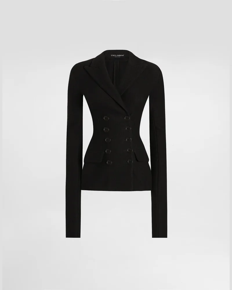 Dolce & Gabbana Double-breasted Jacket Inwool Cloth - Frau Blazer Schwarz Black