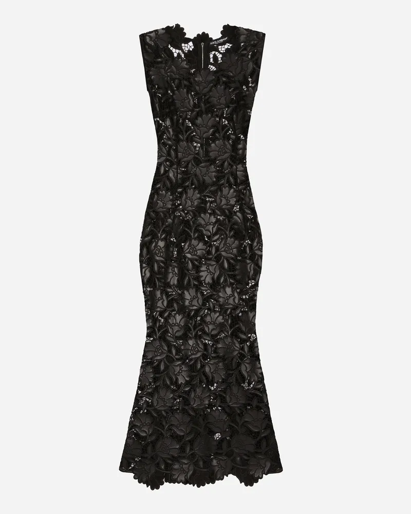Dolce & Gabbana Longuette-kleid Aus Makramee Kunstleder - Frau Kleider Schwarz Kunstleder Schwarz