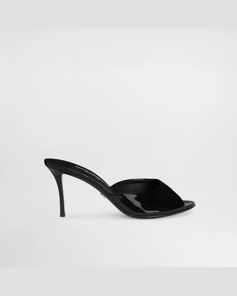 Dolce & Gabbana Keira Patent Leather Mules - Frau Pantoletten Und Mules Schwarz Leder Black
