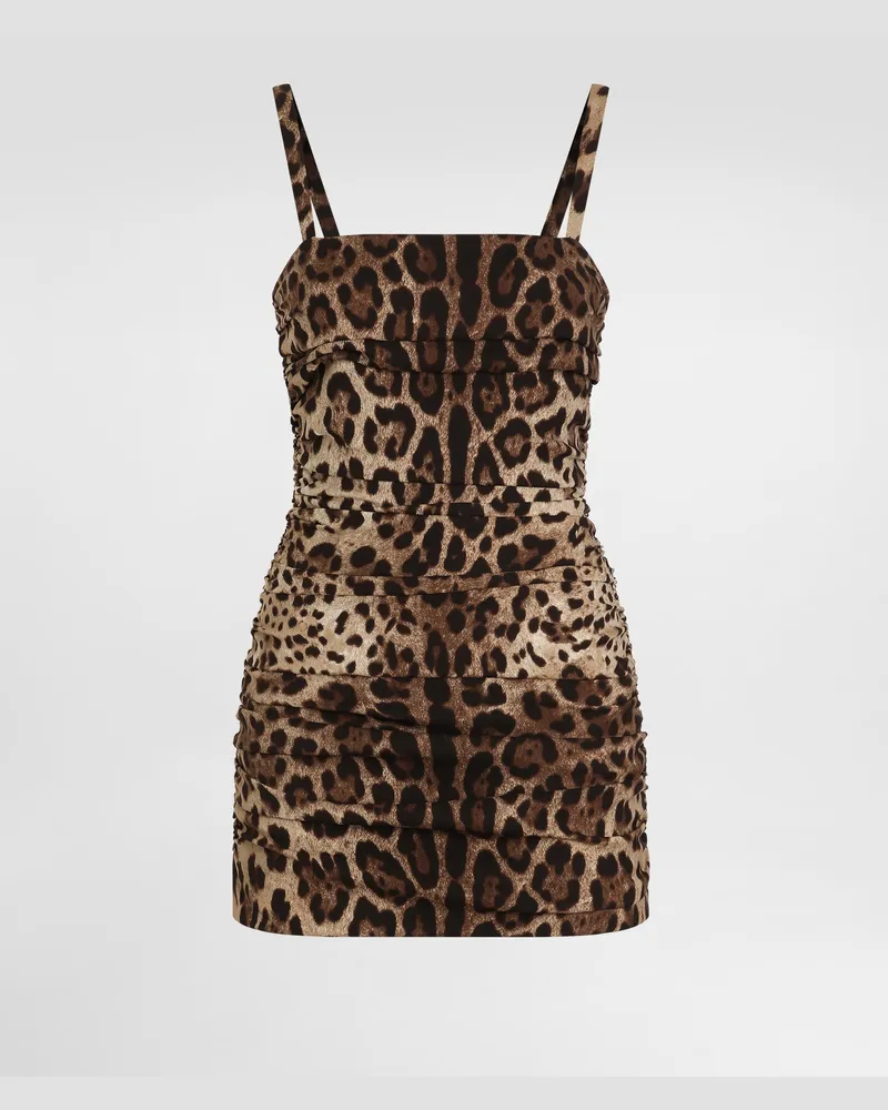 Dolce & Gabbana Kleid Aus Charmeuse Mit Leo-print - Frau Kleider Animalprint Seide Print