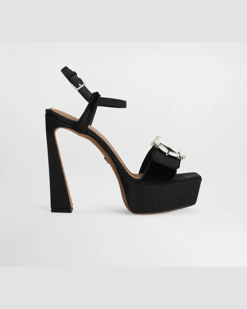 Dolce & Gabbana Plateau-sandalette Aus Samt Mit Schmuckschnalle - Frau Sandalen Und Wedges Schwarz Schwarz