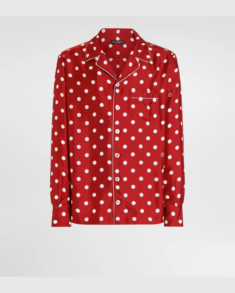 Dolce & Gabbana Hemd Vanity Aus Seidentwill Mit Pois-print - Mann Hemden Mehrfarbig Mehrfarbig
