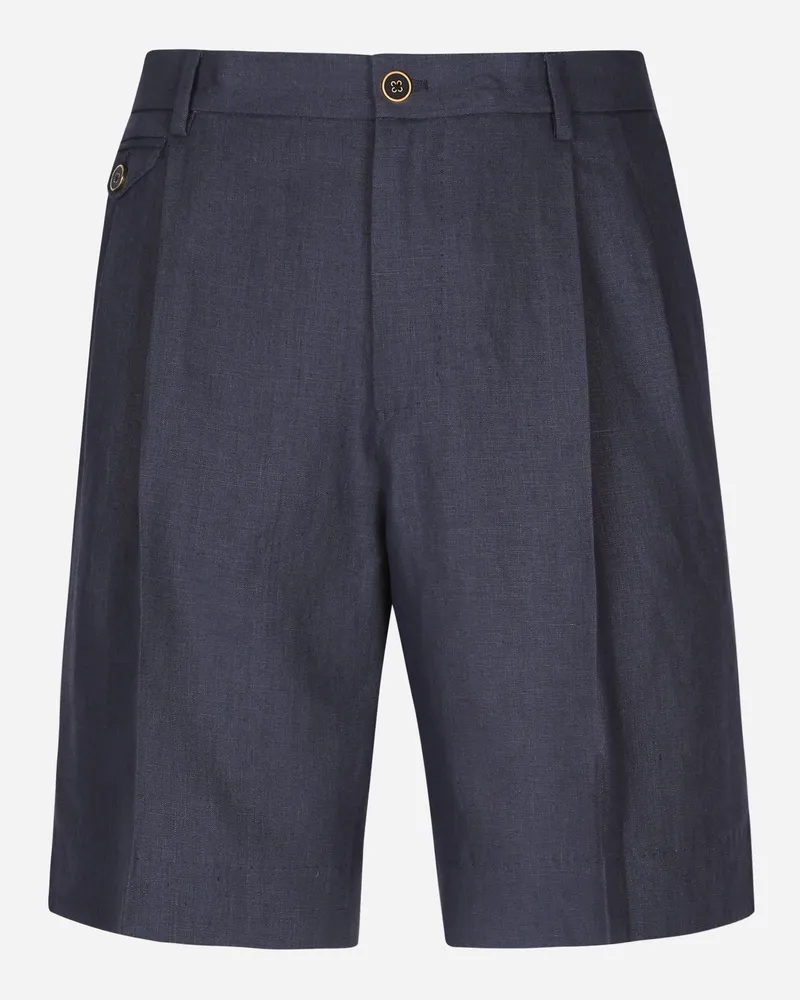 Dolce & Gabbana Bermudas Aus Leinen - Mann Hosen Und Shorts Blau Blau
