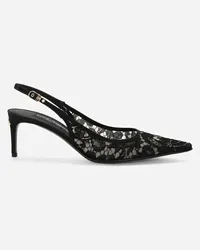 Dolce & Gabbana Slingback aus Spitze Schwarz