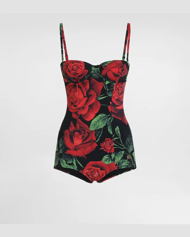 Dolce & Gabbana Badeanzug Mit Balconette-ausschnitt Mit Rosen-print - Frau Bademode Multicolor Multicolor