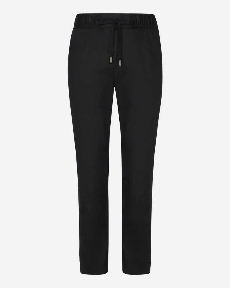 Dolce & Gabbana Jogginghose Baumwollstretch Mit Plakette - Mann Hosen Und Shorts Blau Baumwolle Blau