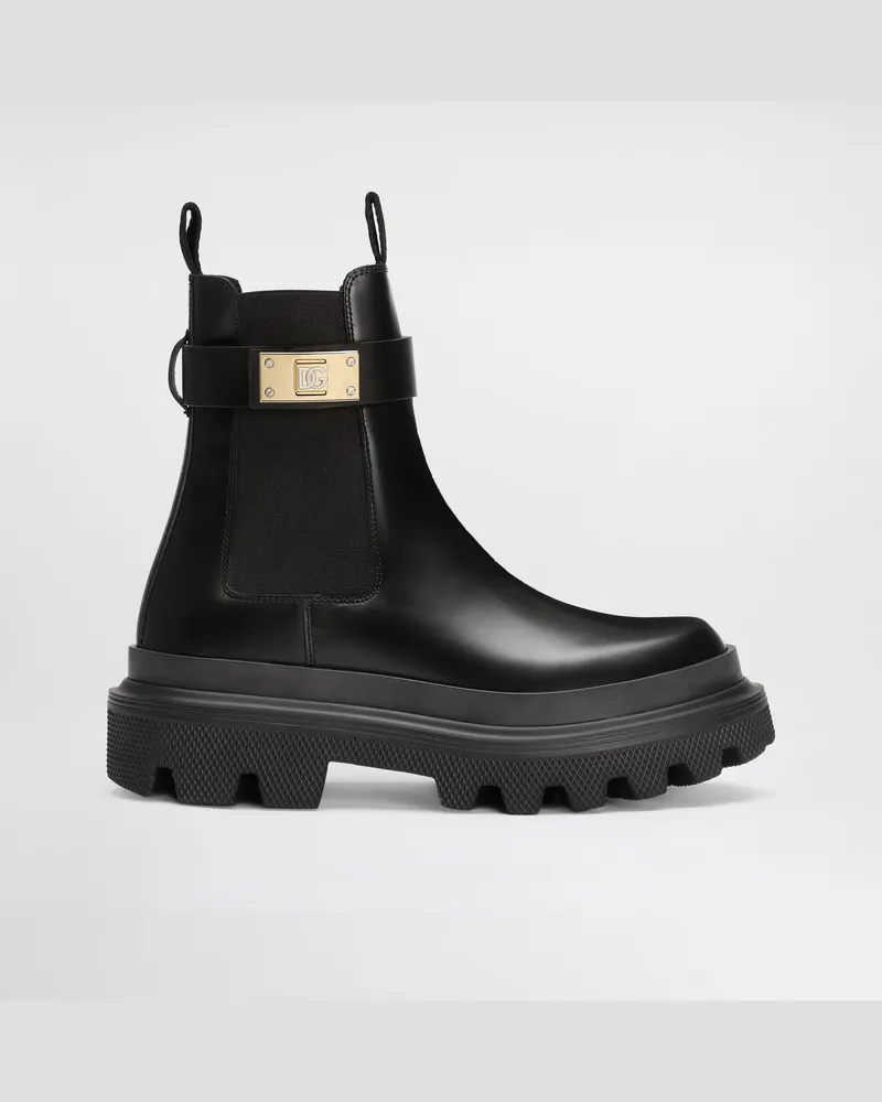 Dolce & Gabbana Stiefelette Aus Kalbsleder - Frau Stiefel Und Siefeletten Schwarz Leder Schwarz
