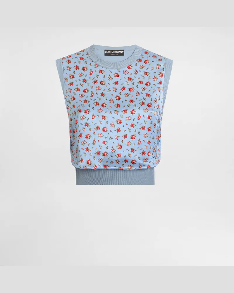 Dolce & Gabbana Small Rose-print Silk Tank Top - Frau Strickwaren Mehrfarbig Mehrfarbig