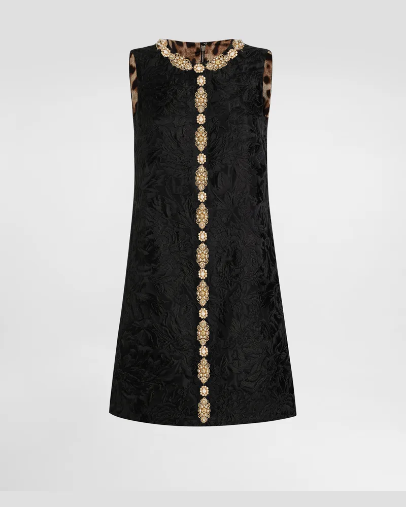 Dolce & Gabbana Brokatkleid Mit Pfingstrosenmotiv - Frau Kleider Schwarz Schwarz