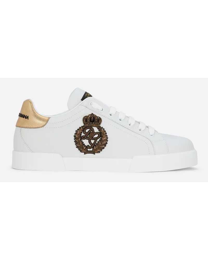 Dolce & Gabbana Portofino sneakers aus kalbsnappaleder mit kronen-patch Weiß