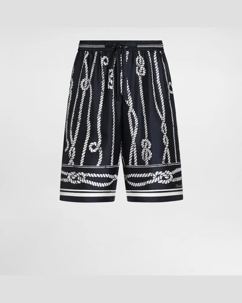 Dolce & Gabbana Bermudashorts Vanity Aus Seidentwill Mit Marinedruck - Mann Collection Multicolor Multicolor