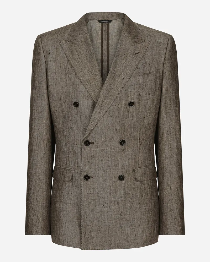 Dolce & Gabbana Zweireihige Jacke Taormina Aus Leinen - Mann Anzüge Und Blazer Mehrfarbig Mehrfarbig
