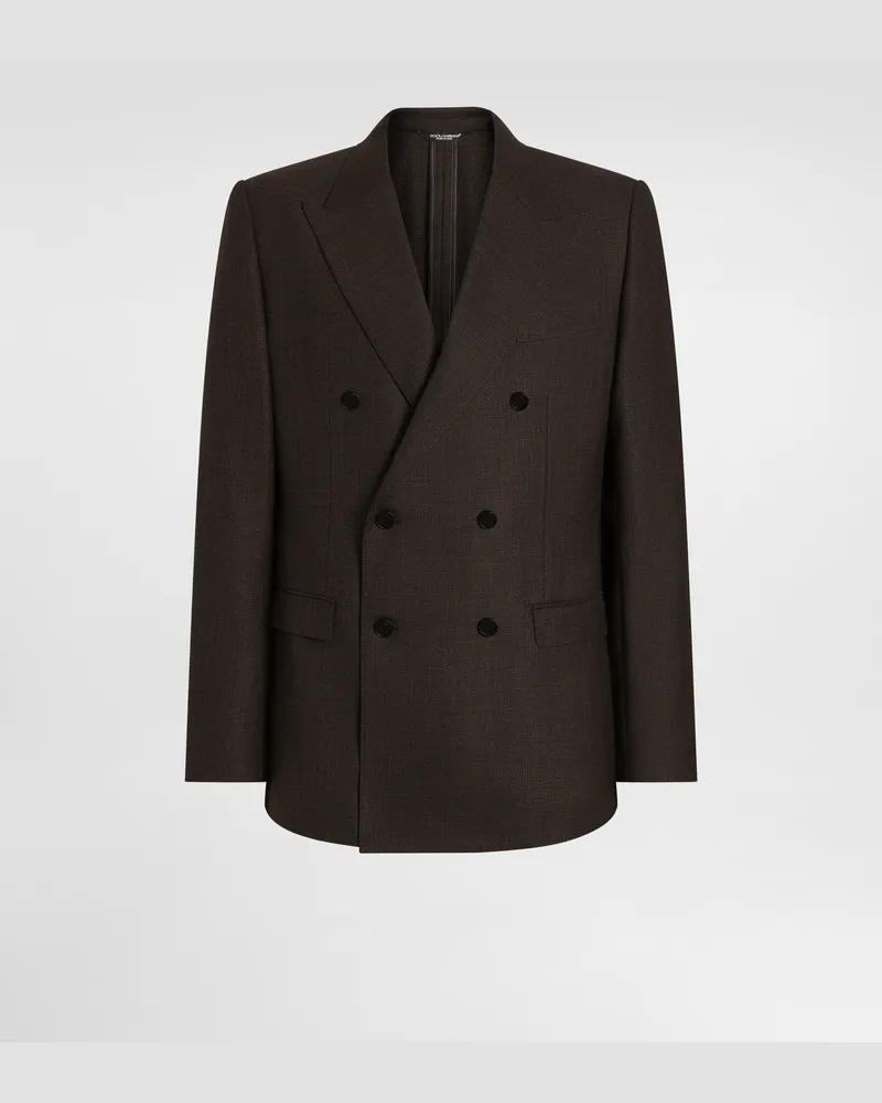Dolce & Gabbana Zweireihige Jacke Taormina Aus Wolle - Mann Anzüge Und Blazer Beige Mehrfarbig