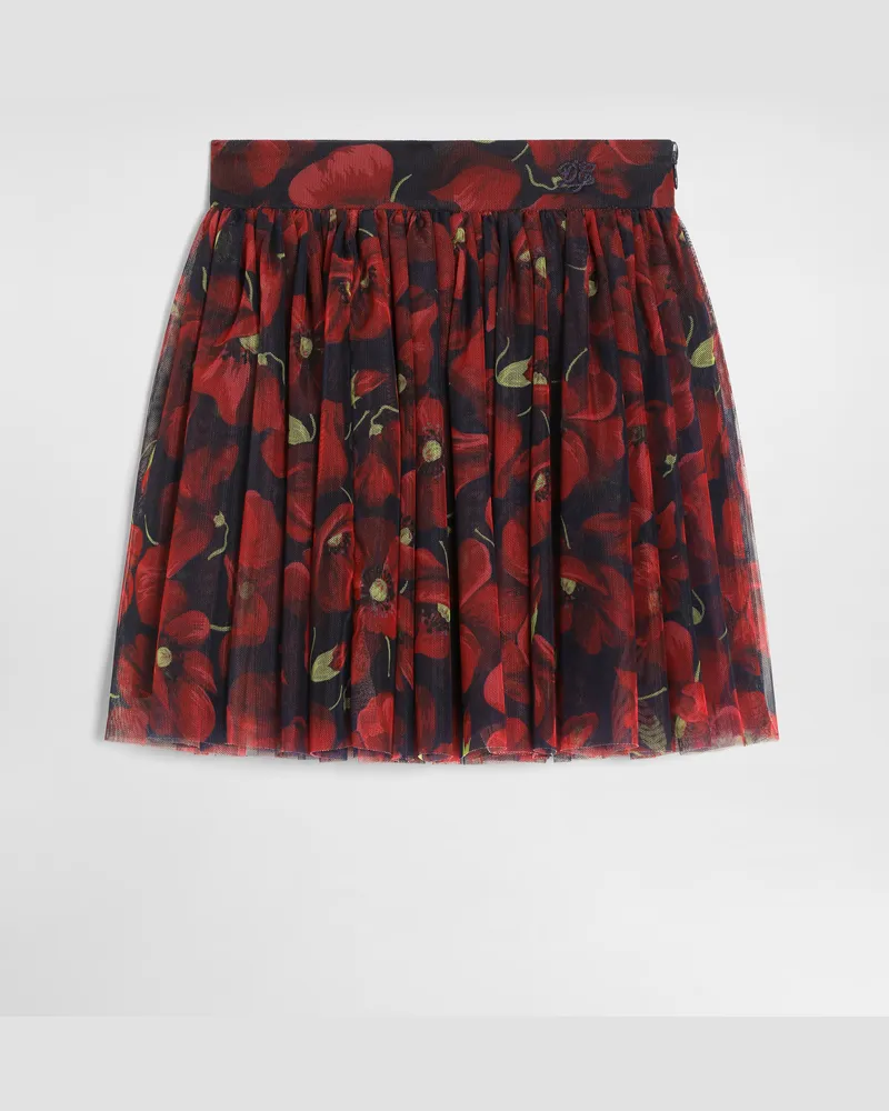 Dolce & Gabbana Rock Aus Tüll Mit Mohnblumen-print - Frau Collection Mehrfarbig Mehrfarbig