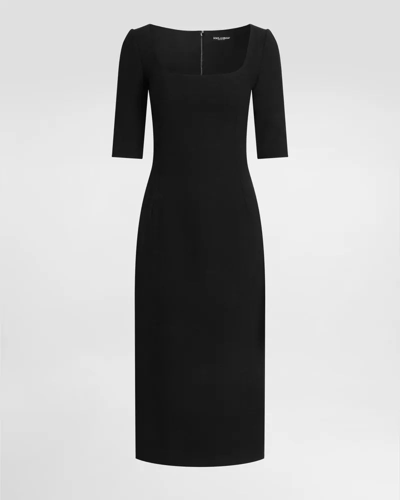 Dolce & Gabbana Double Wool Crêpe Dress - Frau Kleider Schwarz Black
